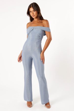 Sharnie Off Shoulder Jumpsuit – Blue