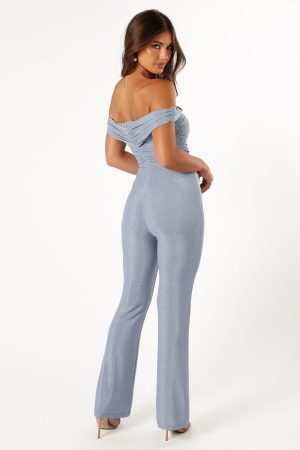 Sharnie Off Shoulder Jumpsuit – Blue