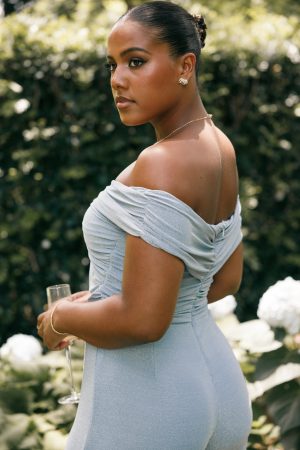 Sharnie Off Shoulder Jumpsuit – Blue