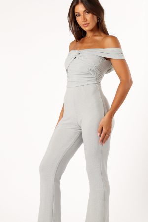 Sharnie Off Shoulder Jumpsuit – Silver