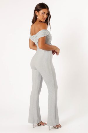 Sharnie Off Shoulder Jumpsuit – Silver