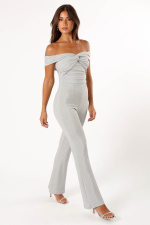 Sharnie Off Shoulder Jumpsuit – Silver