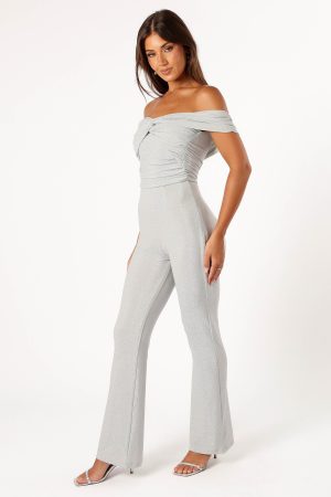 Sharnie Off Shoulder Jumpsuit – Silver
