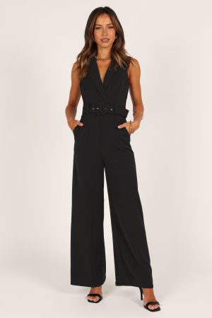 Sienna Belted Jumpsuit – Black