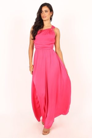 Sunanda One Shoulder Jumpsuit – Fuchsia