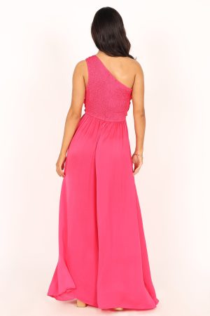 Sunanda One Shoulder Jumpsuit – Fuchsia