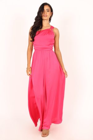 Sunanda One Shoulder Jumpsuit – Fuchsia