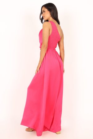 Sunanda One Shoulder Jumpsuit – Fuchsia