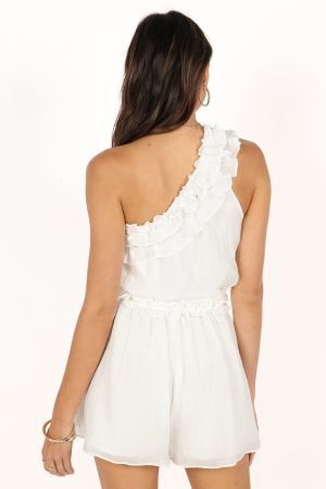 Tilly One Shoulder Romper – White