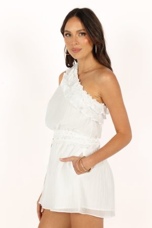 Tilly One Shoulder Romper – White