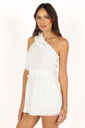 Tilly One Shoulder Romper – White