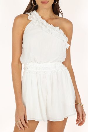 Tilly One Shoulder Romper – White