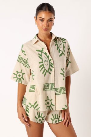 Baci Short Set – Beige Green