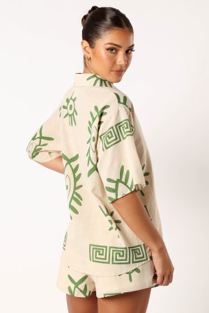 Baci Short Set – Beige Green