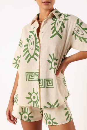 Baci Short Set – Beige Green