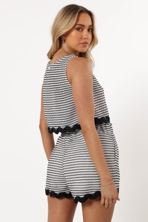 Caty Short Set – White Black