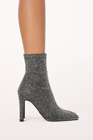 Brittany Ankle Boot – Black Rhinestone
