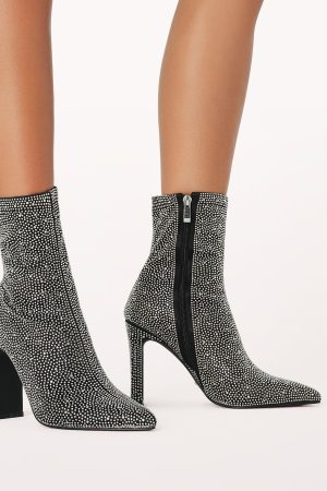 Brittany Ankle Boot – Black Rhinestone
