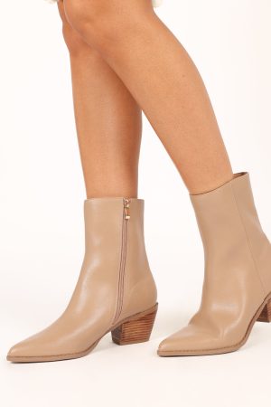 Naida Block Heel Ankle Boot – Dark Clay