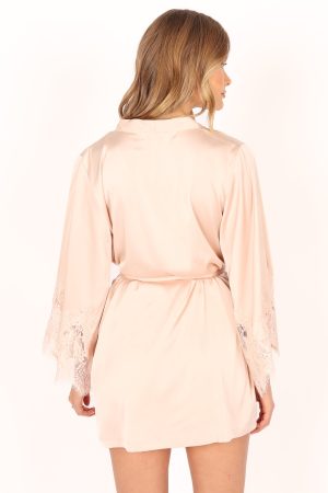 Dara Lace Trim Robe – Blush