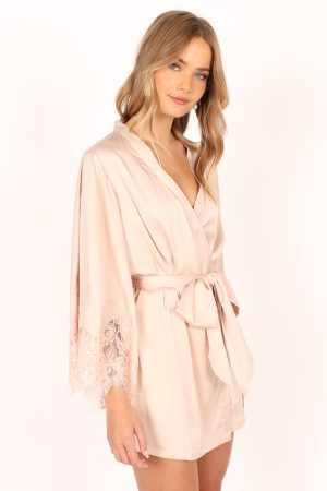 Dara Lace Trim Robe – Blush