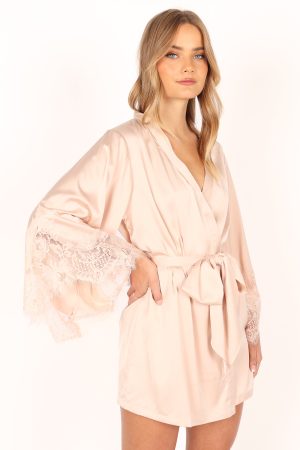 Dara Lace Trim Robe – Blush