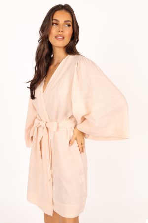 Nuala Linen Robe – Blush