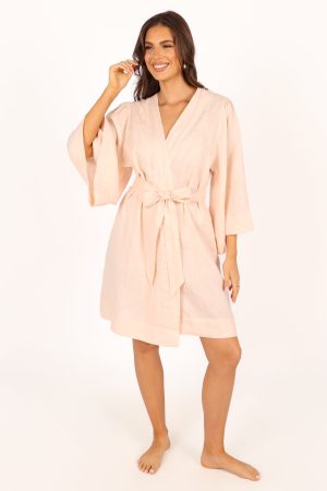 Nuala Linen Robe – Blush