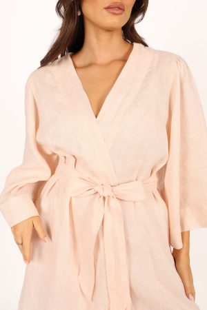 Nuala Linen Robe – Blush
