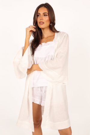 Nuala Linen Robe – Ivory