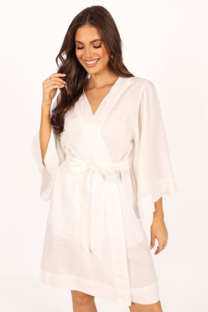 Nuala Linen Robe – Ivory