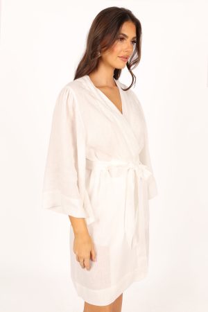 Nuala Linen Robe – Ivory