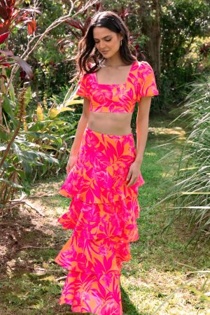 Addison Crop Top – Pink Tropics