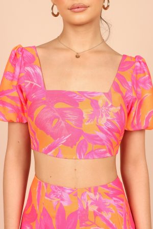 Addison Crop Top – Pink Tropics