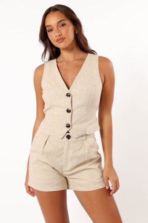 Allegra Linen Vest – Natural