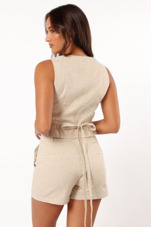 Allegra Linen Vest – Natural