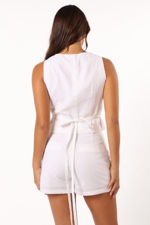Allegra Linen Vest – White