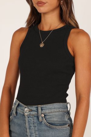 Ari Ribbed Tank Top – Black