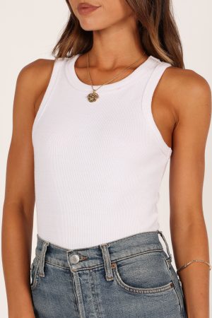 Ari Ribbed Tank Top – White