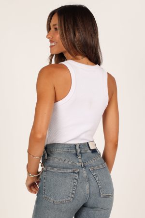 Ari Ribbed Tank Top – White