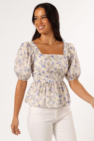Celia Top – Ivory Blue