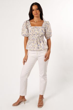 Celia Top – Ivory Blue