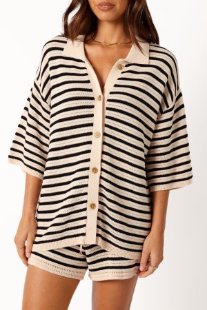 Cherie Knit Shirt – Sand Black