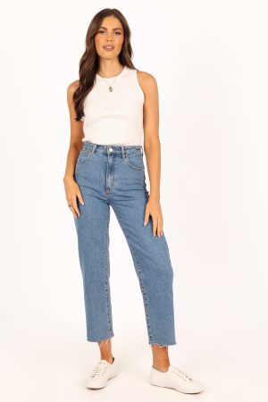 Davie Ribbed Knit Top – White