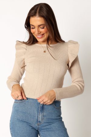 Easton Long Sleeve Knit Top – Nude