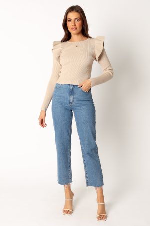 Easton Long Sleeve Knit Top – Nude
