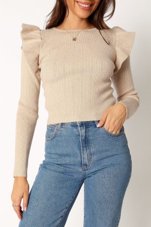 Easton Long Sleeve Knit Top – Nude