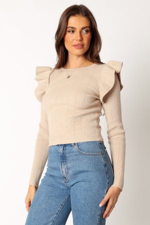 Easton Long Sleeve Knit Top – Nude