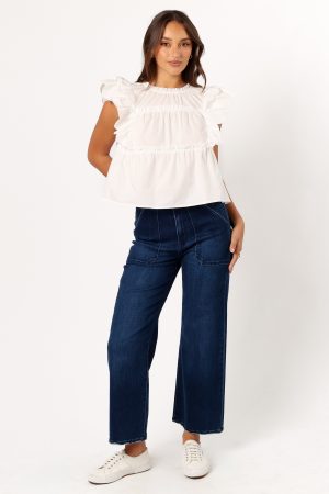 Elaine Ruffle Top – Off White