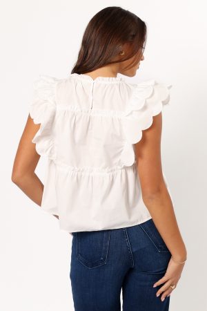 Elaine Ruffle Top – Off White